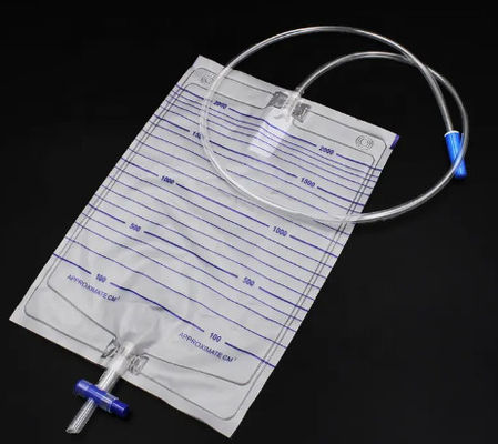 Guter Preis Fabrikpreis 2000ml PVC-Medizinischer Urinentwässer mit T-Typen-Ventil-Anti-Reflux-Ventil-Abschlüsse Online