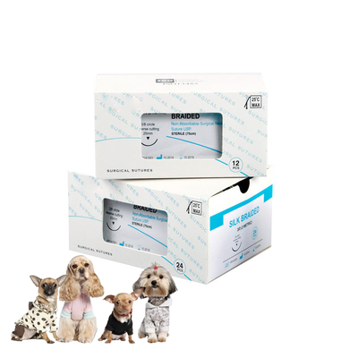 Guter Preis Veterinärmedizinische geflochtene Seide, nicht resorbierbare medizinische Fäden mit Nadel für die zahnärztliche Veterinärmedizin und chirurgischen Hautverschluss Online
