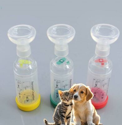 Guter Preis Antistatisches Polymer-Inhalationsspacer mit Niederdruckventil und visueller Flussanzeige für veterinärmedizinische Aerosolkammer Online